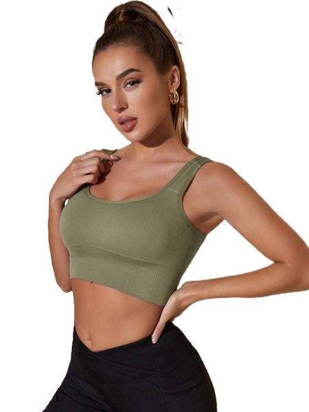 high support scoop neck sports bra s63j#, Gray