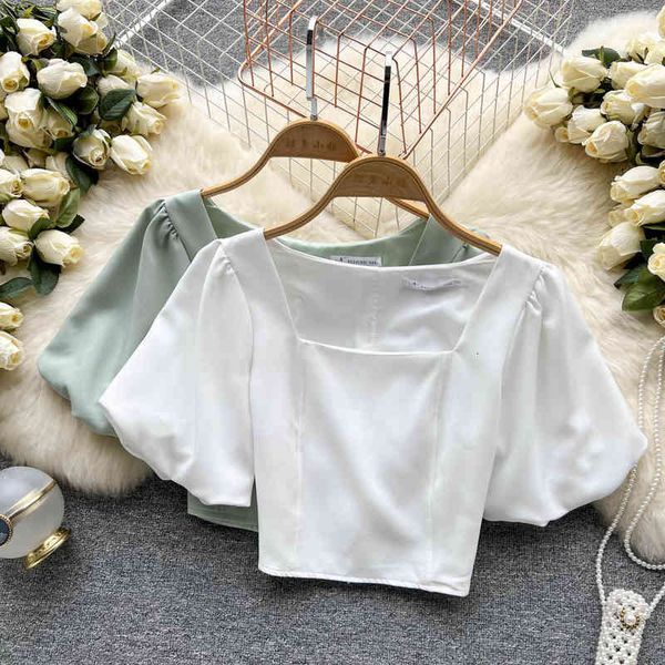 women's blouses shirts 2022 summer satin square neck slim fit versatile blouse short sleeve high waist fresh chic shirt mrcn, White
women's blouses shirts 2022 summer satin square neck slim fit versatile blouse short sleeve high waist fresh chic shirt mrcn, White