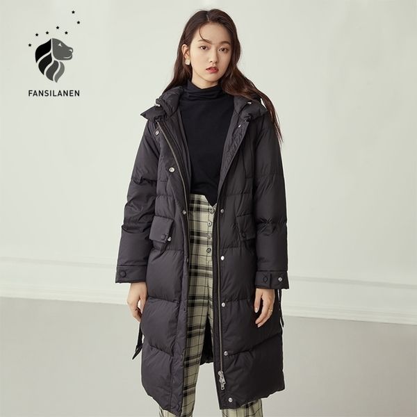 fansilanen autumn winter long black down coat women 90% white duck down hooded puffer jacket feather wram light down parka y201026
fansilanen autumn winter long black down coat women 90% white duck down hooded puffer jacket feather wram light down parka y201026