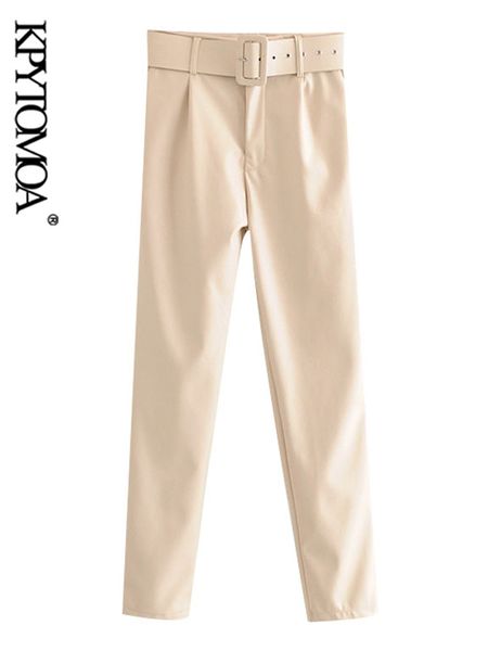 kpytomoa women chic fashion with belt pu faux leather pants vintage high waist zipper fly female ankle trousers mujer 220328, Black;white
kpytomoa women chic fashion with belt pu faux leather pants vintage high waist zipper fly female ankle trousers mujer 220328, Black;white