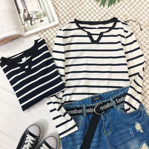 women's & tees 2022 wholesale spring and autumn student womens clothes loose all-match womens base shirt round neck striped long sleev, White
women's & tees 2022 wholesale spring and autumn student womens clothes loose all-match womens base shirt round neck striped long sleev, White