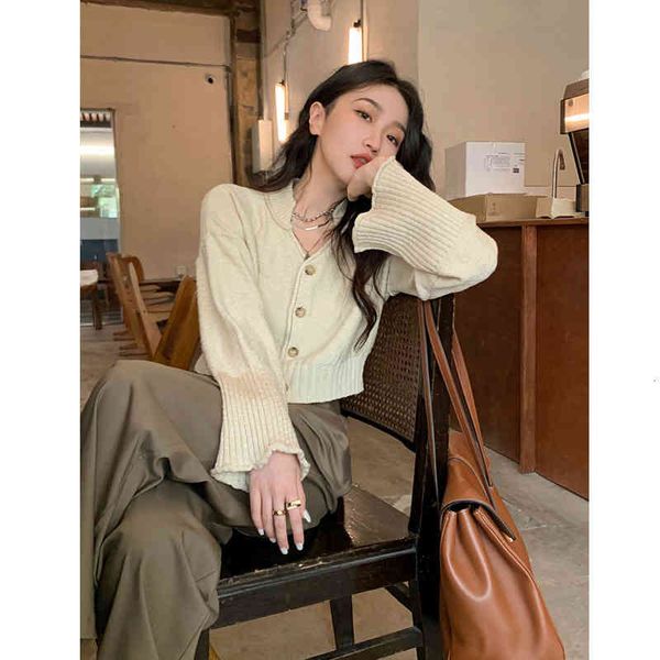 women's knits & tees net red cardigan knitted coat women's spring and autumn sweater lazy short pu86, White
women's knits & tees net red cardigan knitted coat women's spring and autumn sweater lazy short pu86, White