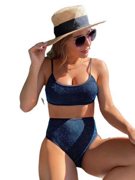p.lain h.igh waisted b.ikini swimsuit h1b9#, White;black