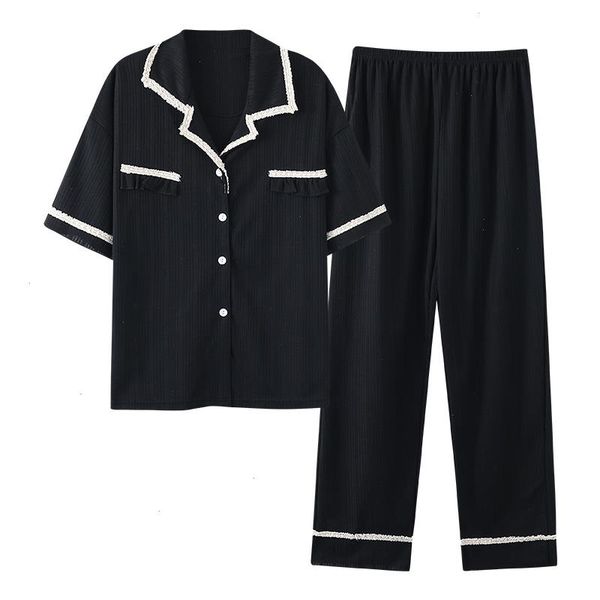 women pajamas set -3xl sleepwear summer loose short sleeve 100 cotton female pyjamas, Black;red
women pajamas set -3xl sleepwear summer loose short sleeve 100 cotton female pyjamas, Black;red