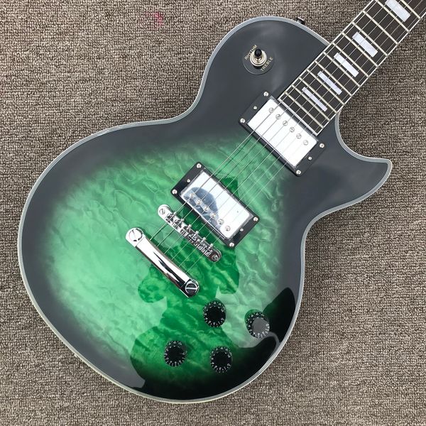 custom lp electric guitar, chrome hardware, rosewood fingerboard, green burst color quilte maple, solid mahogany body guitar
custom lp electric guitar, chrome hardware, rosewood fingerboard, green burst color quilte maple, solid mahogany body guitar