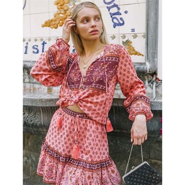 loose floral printed two piece set vintage long sleeve tassel mini skirt summer fall boho beach casual womens sets dresses y200910, White
loose floral printed two piece set vintage long sleeve tassel mini skirt summer fall boho beach casual womens sets dresses y200910, White