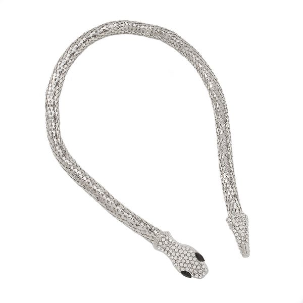 chain exaggerated snake-shaped necklace punk personality hip-hop trend cool street shooting show micro-encrusted necklace, Silver
chain exaggerated snake-shaped necklace punk personality hip-hop trend cool street shooting show micro-encrusted necklace, Silver