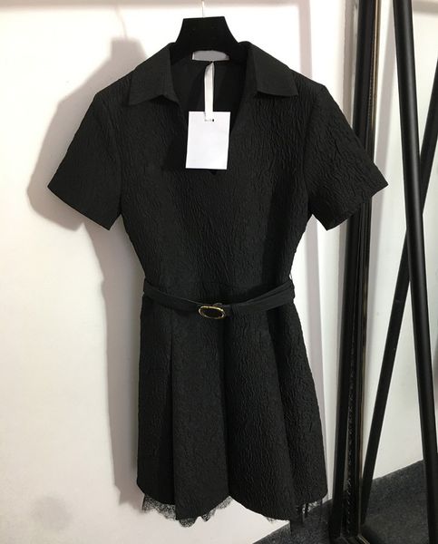 womens vintage dress letters belt waist lace stitching hem dresses v neck short sleeve dress, Black
womens vintage dress letters belt waist lace stitching hem dresses v neck short sleeve dress, Black