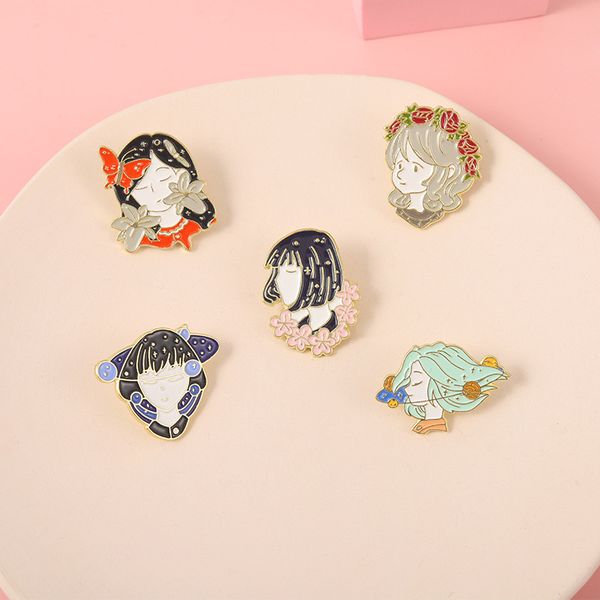 new cartoon cute girl brooch creative rose flower butterfly backpack buckle pin pendant alloy paint badge, Gray
new cartoon cute girl brooch creative rose flower butterfly backpack buckle pin pendant alloy paint badge, Gray