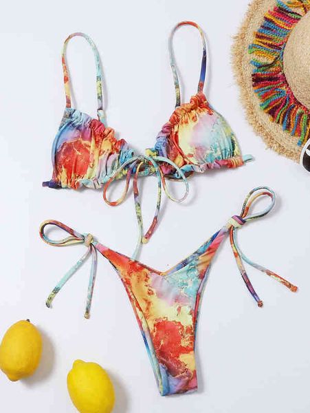 set designer women' swimwear bikini 2022 style split triangle bikini print tie rope swimsuit, Red;black
set designer women' swimwear bikini 2022 style split triangle bikini print tie rope swimsuit, Red;black