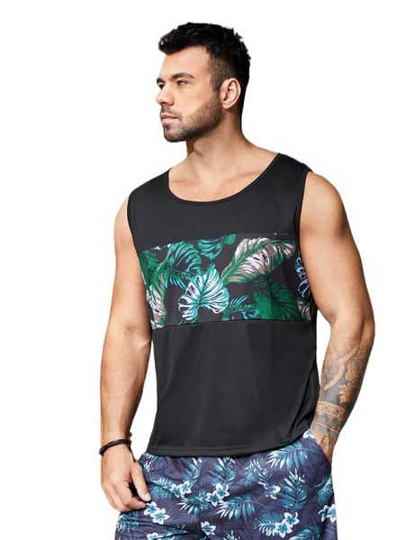 men tropical print tank w1us#, White;black