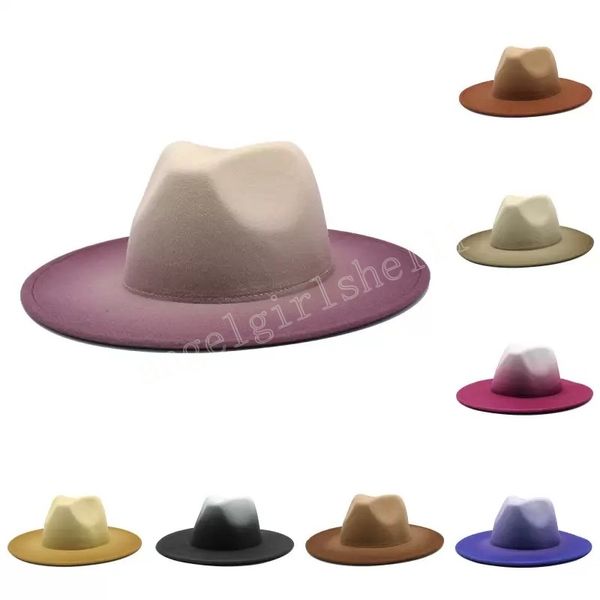 8 colors tie dyed ins fake wool felt fedora hat 2 tone different color brim jazz caps for women men, Yellow
8 colors tie dyed ins fake wool felt fedora hat 2 tone different color brim jazz caps for women men, Yellow