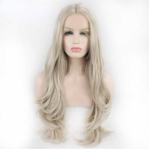 long body wave hair high density synthetic lace front wig 613 natural hairline women party cosplay wig, Black
long body wave hair high density synthetic lace front wig 613 natural hairline women party cosplay wig, Black