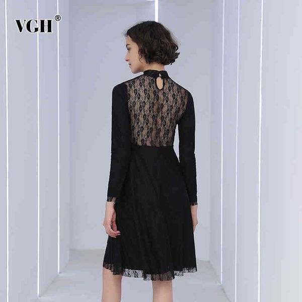 black patchwork dress for women stand collar long sleeve backless hollow out lace dresses female autumn clothing 210507, Black;gray
black patchwork dress for women stand collar long sleeve backless hollow out lace dresses female autumn clothing 210507, Black;gray