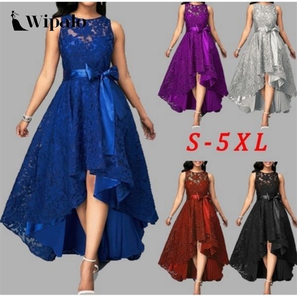 wipalo women plus size vintage sleeveless high low hem belted lace party dress high waist solid maxi dress s5xl ladies vestidos y200102, White;black
wipalo women plus size vintage sleeveless high low hem belted lace party dress high waist solid maxi dress s5xl ladies vestidos y200102, White;black