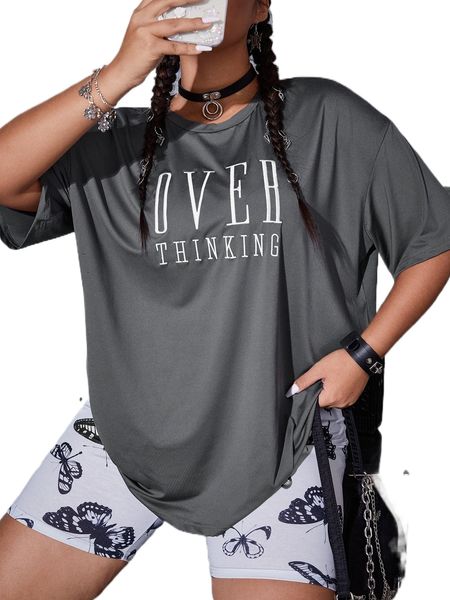 plus letter embroidery drop shoulder tee w75a#, Black
plus letter embroidery drop shoulder tee w75a#, Black