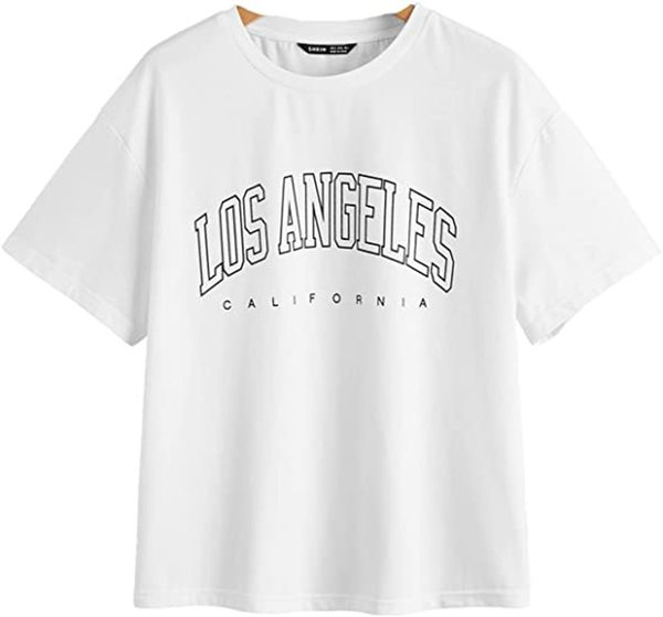 female women's & tees novel alphabet design oversized shoulder long t - shirt, White
female women's & tees novel alphabet design oversized shoulder long t - shirt, White