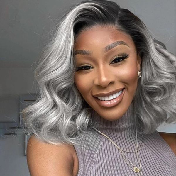 wavy bob gray human hair wig 1b grey 613 colored ombre lace front wig brazilian short silver wigs for women hd transparent frontal naturla s, Black;brown
wavy bob gray human hair wig 1b grey 613 colored ombre lace front wig brazilian short silver wigs for women hd transparent frontal naturla s, Black;brown