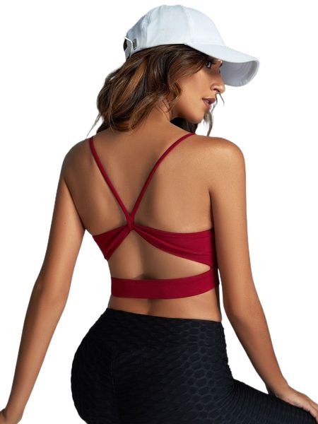 light support solid cut out back sports bra i5qr#, Gray
light support solid cut out back sports bra i5qr#, Gray