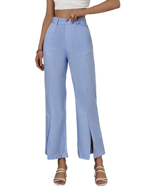sollinarry slit hem wide leg pants m7ao#, Black;white
