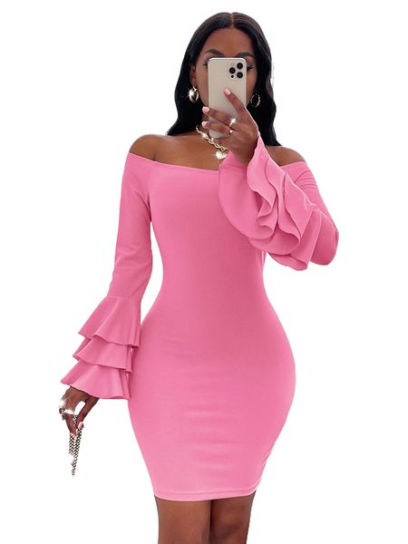 sxy off shoulder layered sleeve bodycon dress z9ql#, Black;gray
sxy off shoulder layered sleeve bodycon dress z9ql#, Black;gray