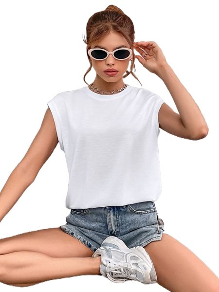 solid crew neck tank r4l3#, White