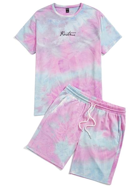 men tie dye letter graphic tee & drawstring waist track shorts a9ud#, Gray
men tie dye letter graphic tee & drawstring waist track shorts a9ud#, Gray