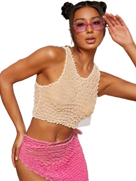 textured crop tank 54q8#, White 
textured crop tank 54q8#, White