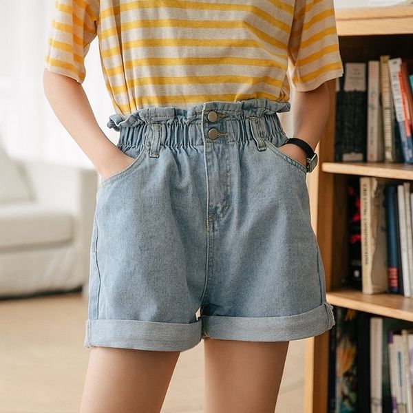 short summer oversized ladies elastic waist short jeans button fly casual plus size cotton high waist denim shorts y200512, White;black
short summer oversized ladies elastic waist short jeans button fly casual plus size cotton high waist denim shorts y200512, White;black