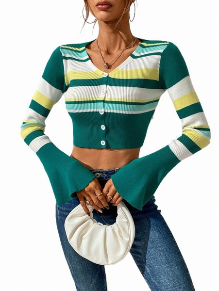 striped pattern colorblock flounce sleeve crop cardigan a5ga#, White;black
striped pattern colorblock flounce sleeve crop cardigan a5ga#, White;black