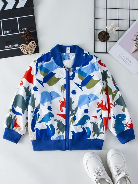 toddler boys dinosaur print bomber jacket she, Blue;gray