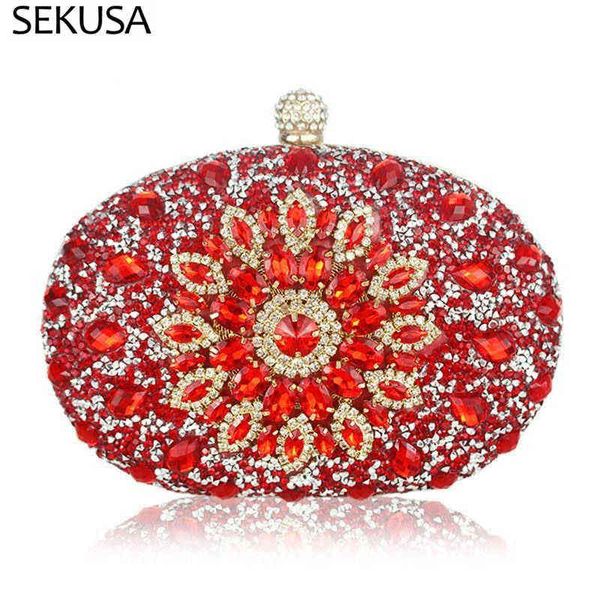 

evening bags egg shaped women day clutch rhinestones flower design party wedding handbags purse diamonds lady evening bag 220321