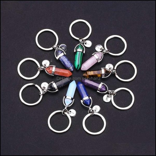 key rings jewelry 26 letters mticolor natural stone hexagon prism ring summer fashion crystal quartz sier color keychain for women men round, Slivery;golden
key rings jewelry 26 letters mticolor natural stone hexagon prism ring summer fashion crystal quartz sier color keychain for women men round, Slivery;golden