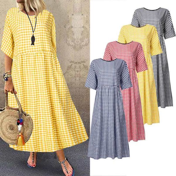 bohemian women dress zanzea vintage plaid check casual cotton linen vestidos long maxi dresses beach party summer sundress 220521, Black;gray
bohemian women dress zanzea vintage plaid check casual cotton linen vestidos long maxi dresses beach party summer sundress 220521, Black;gray
