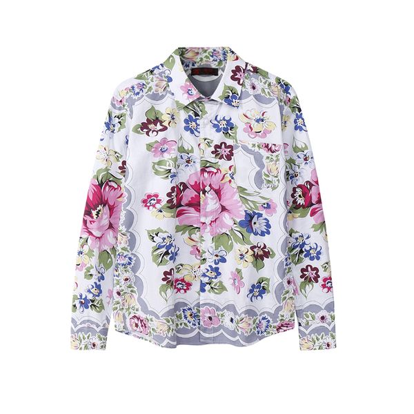 european and american men's wear summer 2022 new long-sleeve lapel single breasted floral print fashion shirt, White;black
european and american men's wear summer 2022 new long-sleeve lapel single breasted floral print fashion shirt, White;black