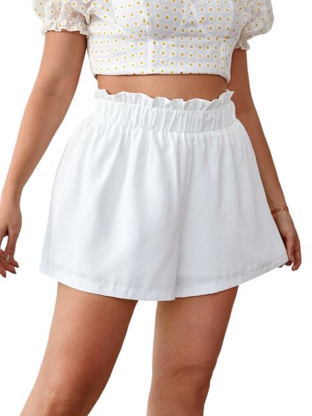 plus paperbag waist wide leg shorts m3g7#, Black 
plus paperbag waist wide leg shorts m3g7#, Black