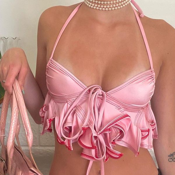 women halter crop tank irregular hem tie v-neck bow sweet short vest sleeveless backless cropped club party outfits, White
women halter crop tank irregular hem tie v-neck bow sweet short vest sleeveless backless cropped club party outfits, White