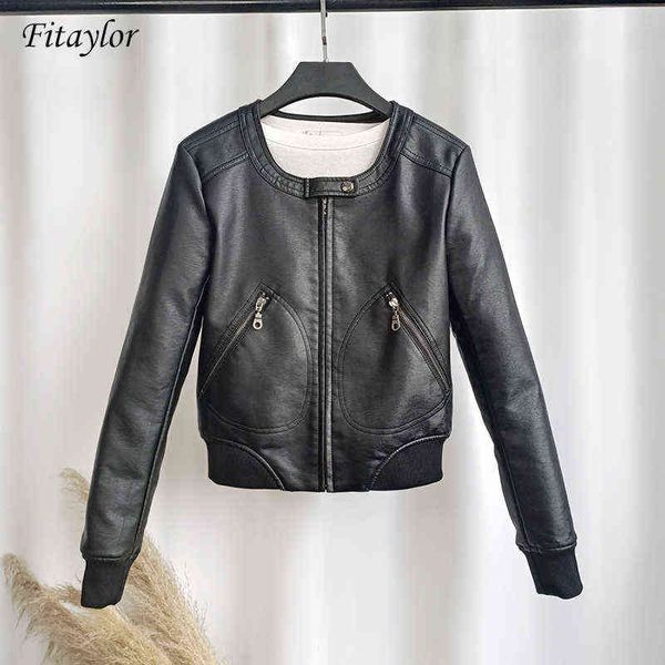 fitaylor faux leather jacket women o-neck casual biker jackets female motorcycle coat 4xl soft pu basic black outwear l220728
fitaylor faux leather jacket women o-neck casual biker jackets female motorcycle coat 4xl soft pu basic black outwear l220728
