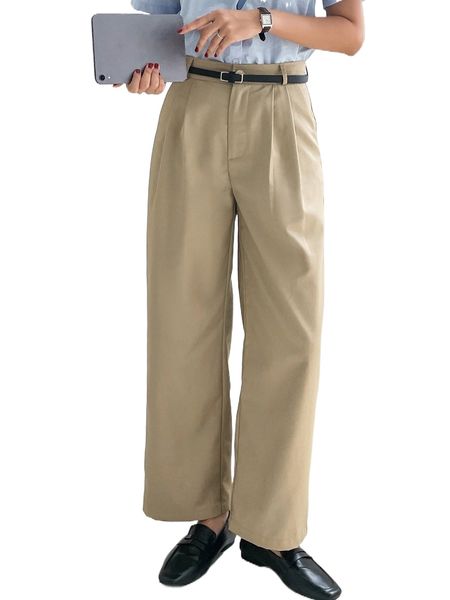 dazy high waist plicated detail wide leg pants without belt j6cr#, Black;white
dazy high waist plicated detail wide leg pants without belt j6cr#, Black;white