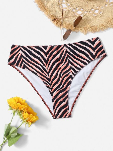 plus allover print bikini bottom 735r#, Black
