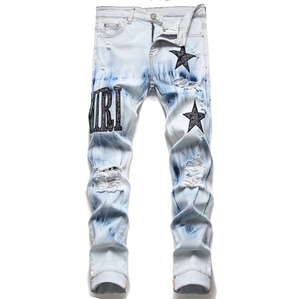 men's fashion ripped stretch jeans slim fit versatile pants casual hip hop pants street style clothing, Blue
men's fashion ripped stretch jeans slim fit versatile pants casual hip hop pants street style clothing, Blue