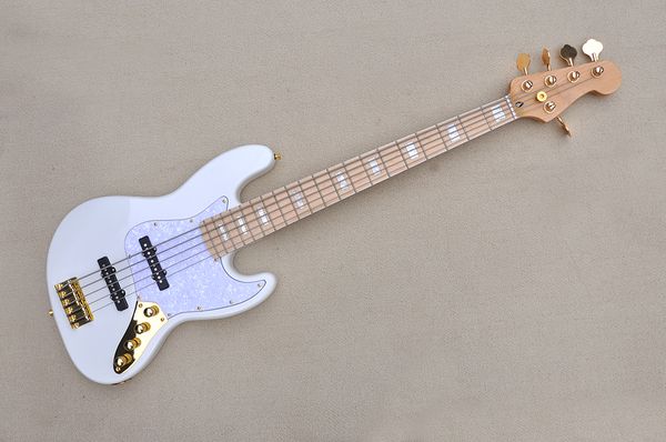 factory custom white 5-string electric bass guitar with maple fingerboard white block fret inlay pearl pickguard gold hardware offer customi
factory custom white 5-string electric bass guitar with maple fingerboard white block fret inlay pearl pickguard gold hardware offer customi