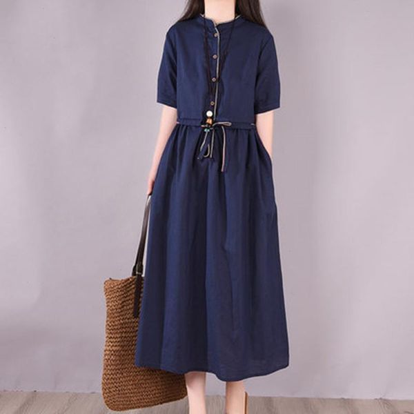 arrival short sleeve loose cozy summer dress draw string slim cotton linen office lady work women casual, Black;gray
arrival short sleeve loose cozy summer dress draw string slim cotton linen office lady work women casual, Black;gray