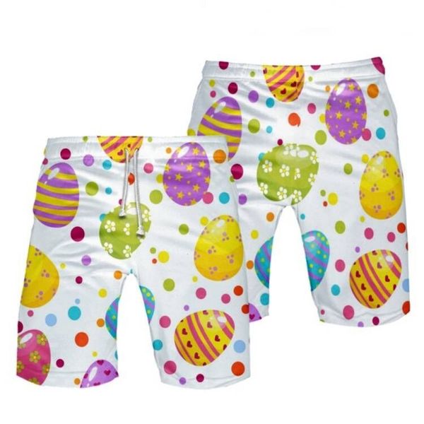 men's shorts men's easter elements digital printed men loose fashion drawstring, White;black