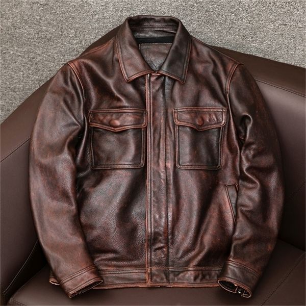yr sales cowhide jacket mens genuine leather coat vintage casual leather outwear classic leather clothing lj201029, Black
yr sales cowhide jacket mens genuine leather coat vintage casual leather outwear classic leather clothing lj201029, Black