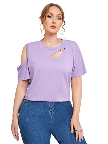 plus cold shoulder cut out front b4fm#, Black