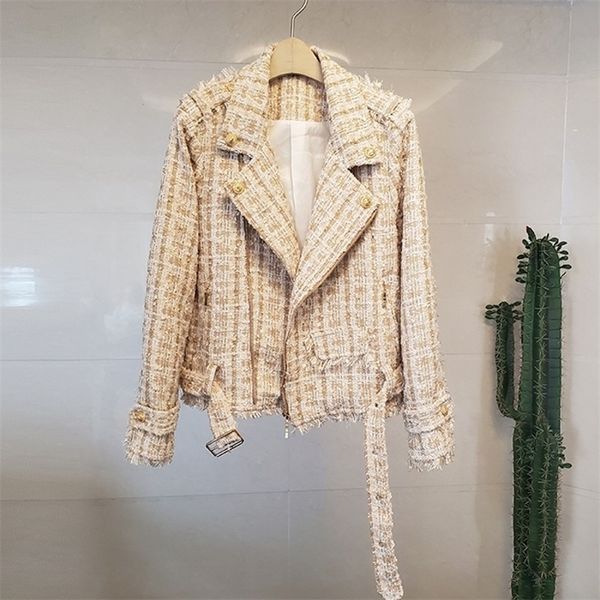 runway fall winter french long sleeve zipper v neck tweed jacket women's woollen luxury lace up coats outerwear casacos 220817, Black;brown
runway fall winter french long sleeve zipper v neck tweed jacket women's woollen luxury lace up coats outerwear casacos 220817, Black;brown