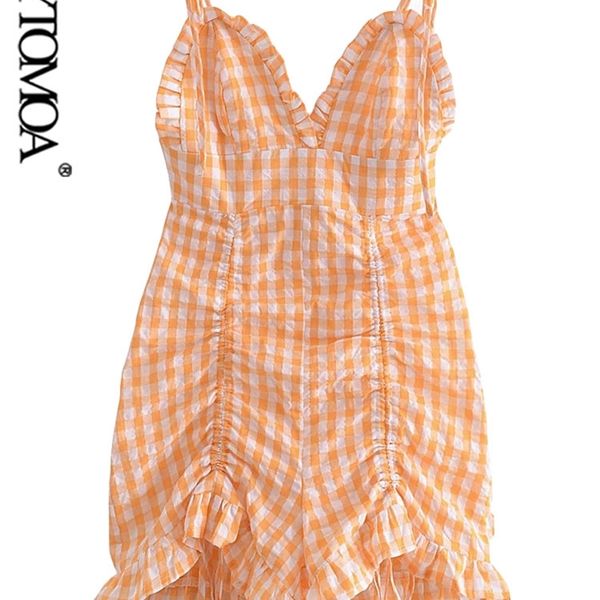 women fashion with drawstring ruffle plaid mini dress vintage backless zipper thin straps female dresses vestidos mujer 220526, Black;gray
women fashion with drawstring ruffle plaid mini dress vintage backless zipper thin straps female dresses vestidos mujer 220526, Black;gray