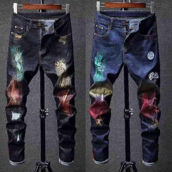 mens colorful paint ripped denim pants slim-fit stretch scratched casual jeans street fashion&cool style youth must x220714, Blue
mens colorful paint ripped denim pants slim-fit stretch scratched casual jeans street fashion&cool style youth must x220714, Blue