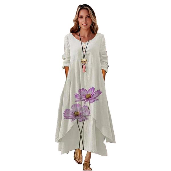 2022 elegant flowers print long sleeve spring summer dresses casual o neck loose women dress vintage party vestidos dresses, Black;gray
2022 elegant flowers print long sleeve spring summer dresses casual o neck loose women dress vintage party vestidos dresses, Black;gray
